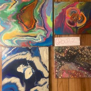 Acrylic Pour Paintings🎉🎊💜